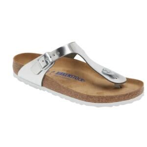 Birkenstock Silver and Tan Sandals